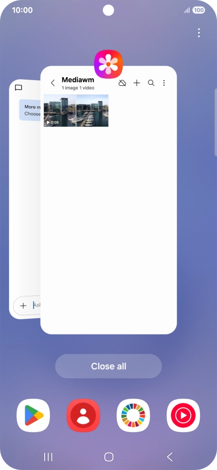 To end one running application, slide your finger upwards on the required application.