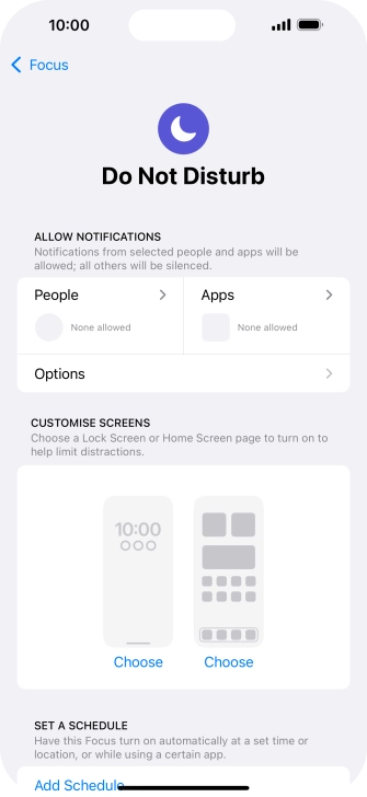 Press People and follow the instructions on the screen to select which contacts you would like to receive calls and notifications from when Do Not Disturb is turned on. Press People and follow the instructions on the screen to select which contacts you would like to receive calls and notifications from when Do Not Disturb is turned on.