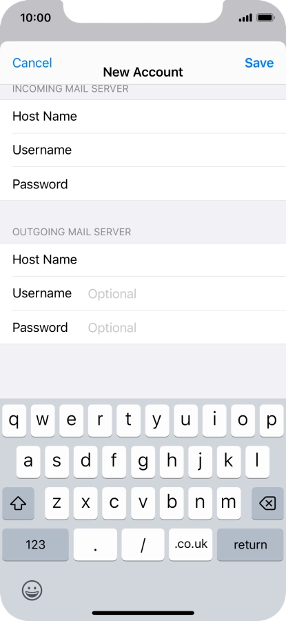 Press Save. Your email account has now been set up. To select more settings for incoming and outgoing server, proceed with the following steps.