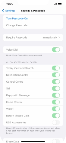 Press Turn Passcode On and key in a phone lock code of your own choice twice.