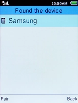 Select the required Bluetooth device, press the Left selection key, follow the instructions on the screen to transfer the file and wait while the file is transferred.