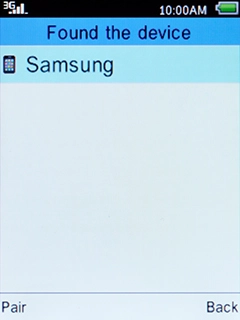Select the required Bluetooth device, press the Left selection key, follow the instructions on the screen to transfer the file and wait while the file is transferred.