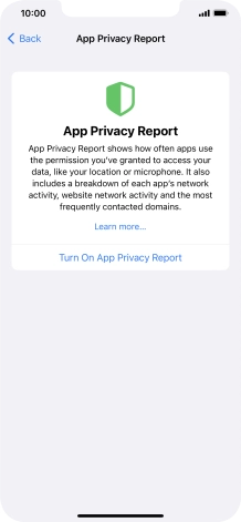 Press Turn On App Privacy Report to turn on the function.