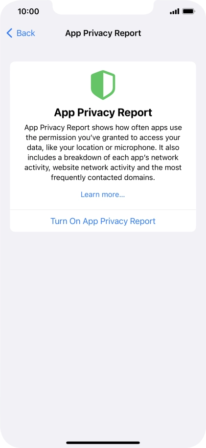 Press Turn On App Privacy Report to turn on the function.