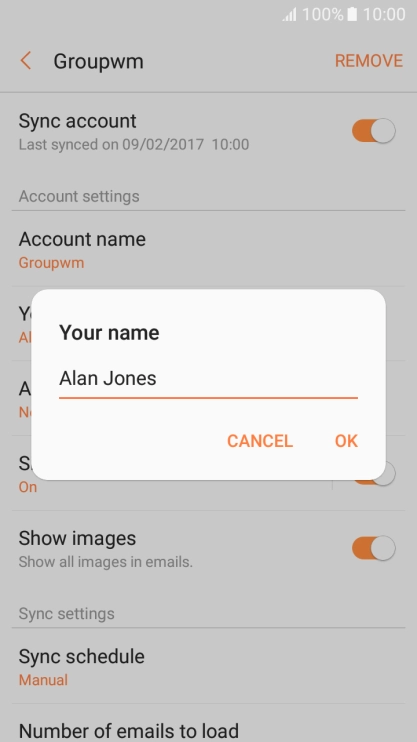 Key in the required sender name and press OK. Key in the required sender name and press OK.