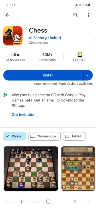 Press Install and follow the instructions on the screen to install the app.