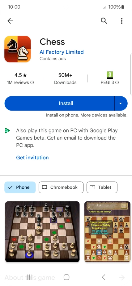 Press Install and follow the instructions on the screen to install the app.