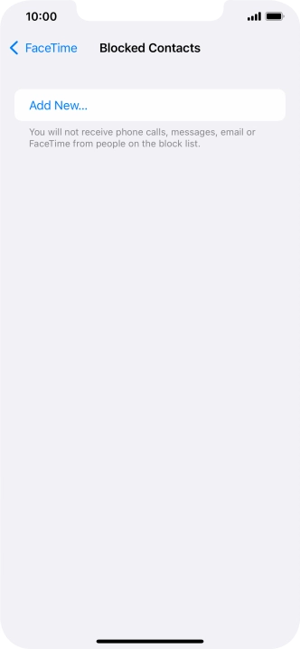 Press Add New... and follow the instructions on the screen to block a contact.