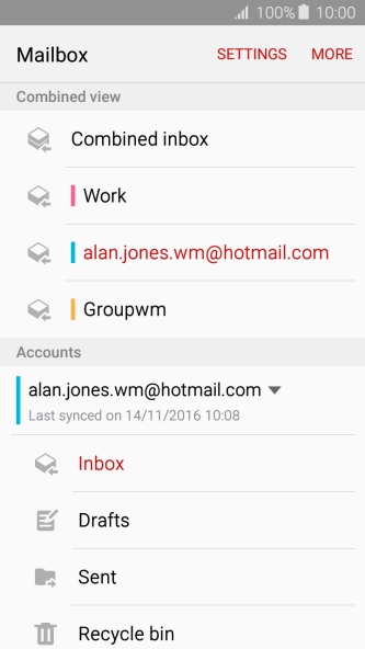 Press the required account.