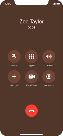 Press the end call icon to end the call.