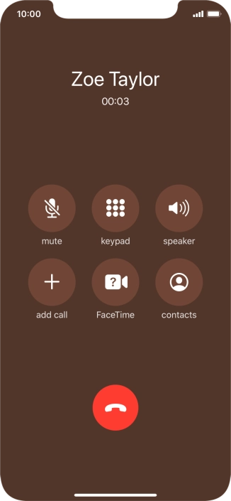Press the end call icon to end the call.