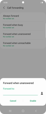 Key in (prefix) 5 (your phone number) and press Enable.