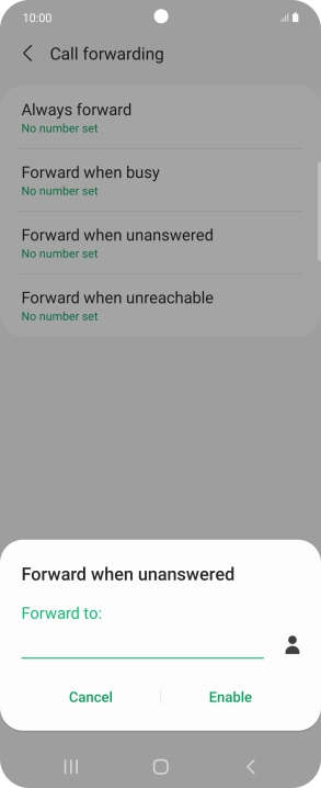 Key in (prefix) 5 (your phone number) and press Enable.