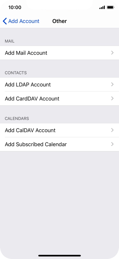 Press Add Mail Account. Press Add Mail Account.