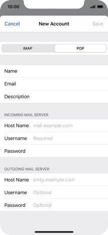 Press Host Name and key in the name of your email provider's incoming server. Press Host Name and key in the name of your email provider's incoming server.