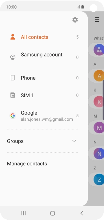 Press Manage contacts.