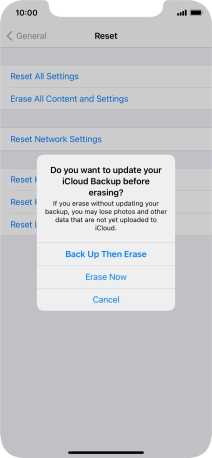 Press the required setting.