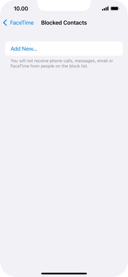 Press Add New... and follow the instructions on the screen to block a contact.