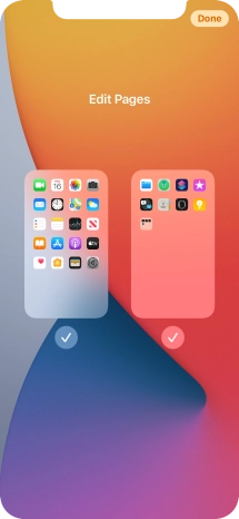 Press the fields below the required home screens to select or deselect them.