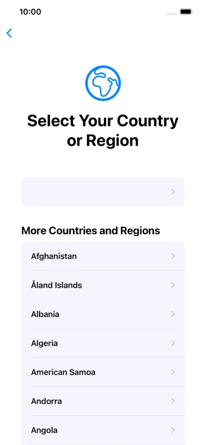 Press the required country or area.