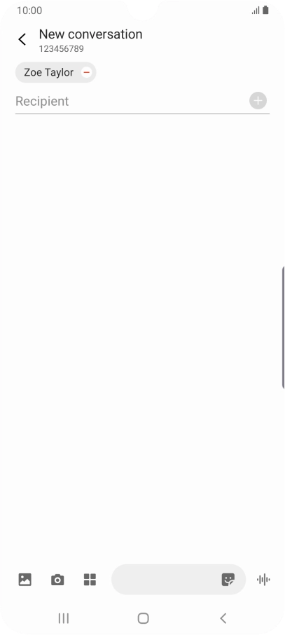 Press the text input field and write the text for your text message.