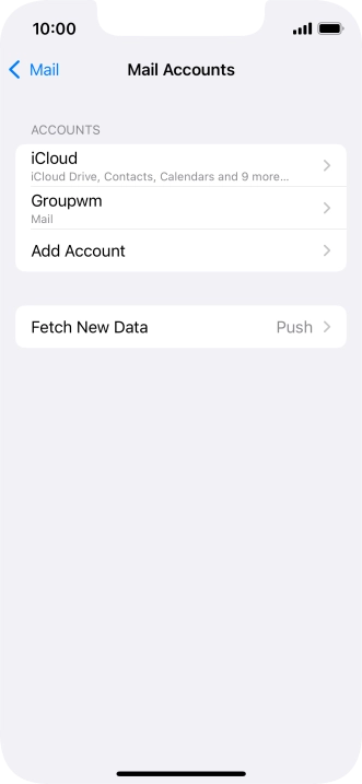 Press the name of the email account you've just set up.