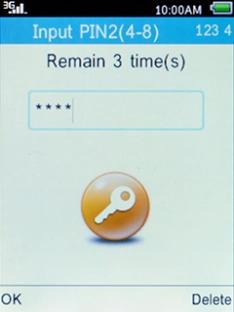 Key in your PIN2 and press the Left selection key.
