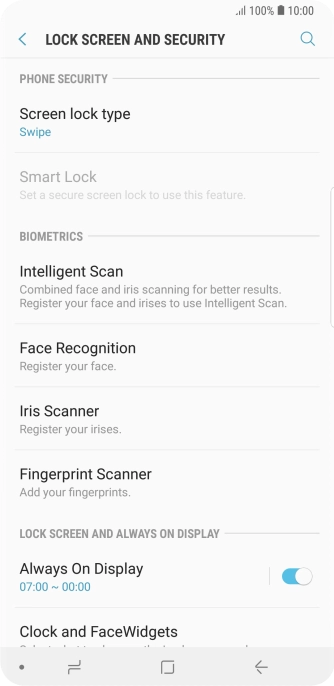 Press Iris Scanner.