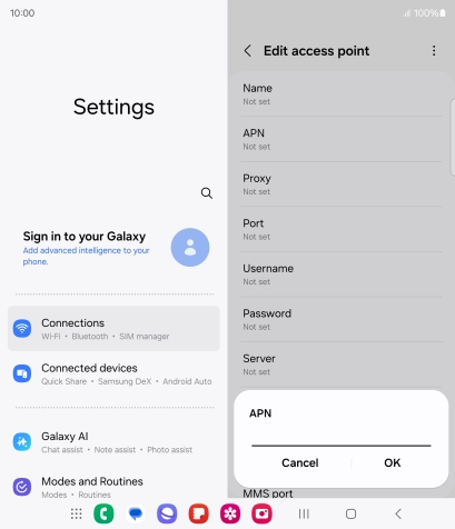 Key in mms.vodafone.net and press OK.