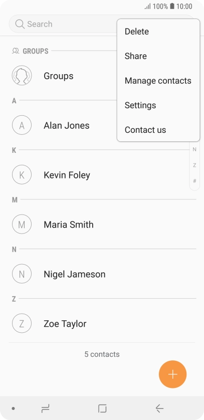Press Manage contacts.