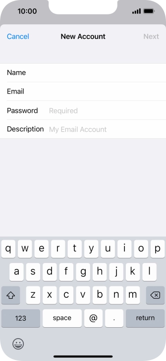 Press Password and key in the password for your email account.