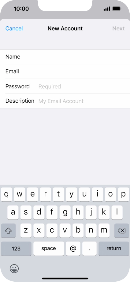 Press Password and key in the password for your email account.
