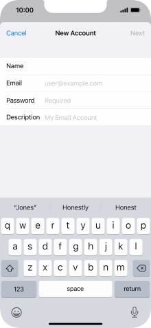 Press Email and key in your email address.
