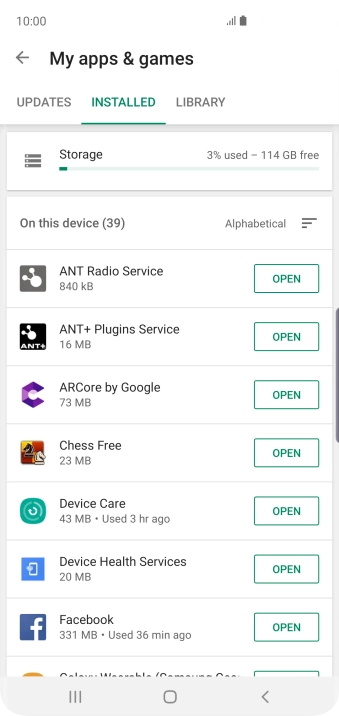 Press the required app.