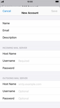 Press Username and key in the username for your email account.