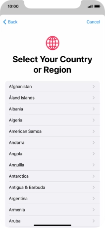 Press the required country.