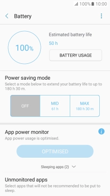 Press the required setting.