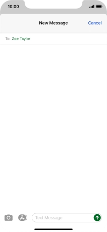 Press the text input field and write the text for your text message. Press the text input field and write the text for your text message.