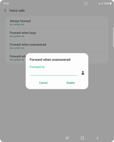 Key in (prefix) 5 (your phone number) and press Enable.