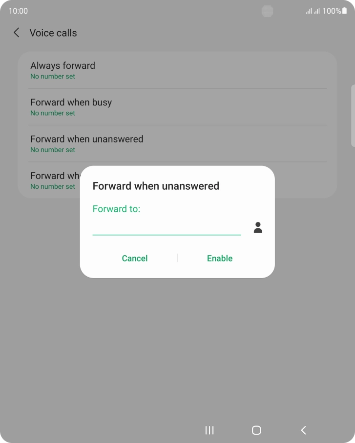 Key in (prefix) 5 (your phone number) and press Enable.