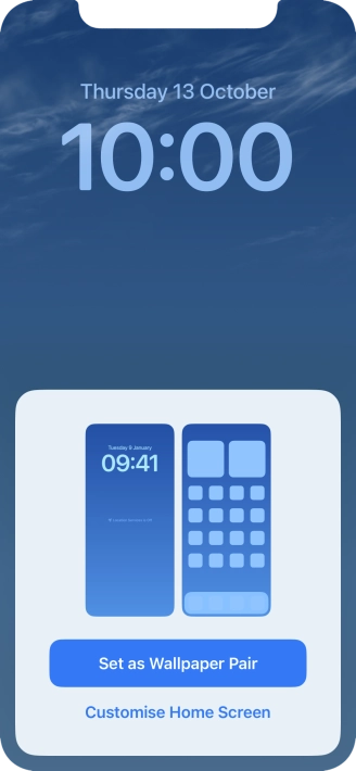 To use the same colour theme on the home screen, press Set as Wallpaper Pair.