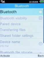 Select Bluetooth and press the Left selection key to turn on Bluetooth.