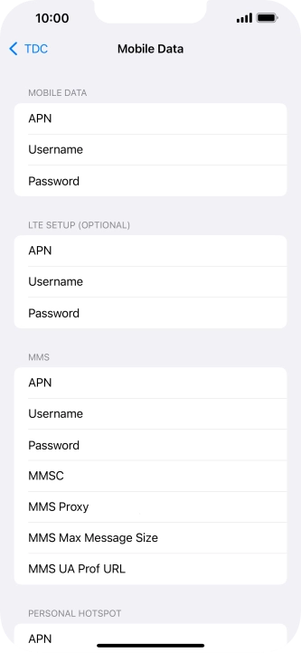 Press APN and key in live.vodafone.com.