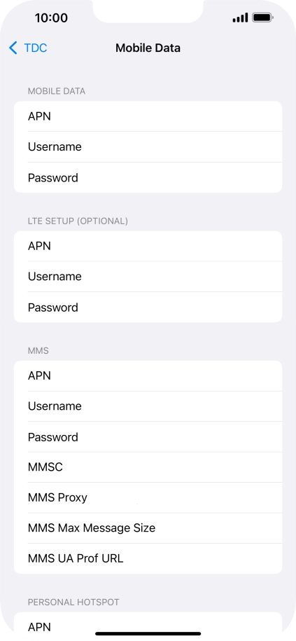 Press APN and key in live.vodafone.com.