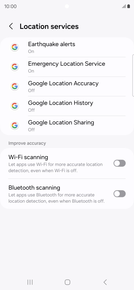 Press Google Location Accuracy.