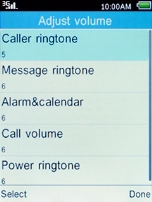 Select the required category and press the Left selection key.