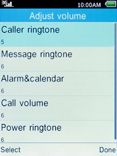 Select the required category and press the Left selection key.