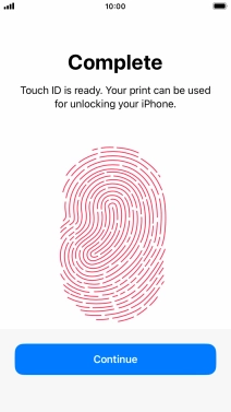 Press Continue. If you haven't previously selected a phone lock code, key in a code of your own choice twice.