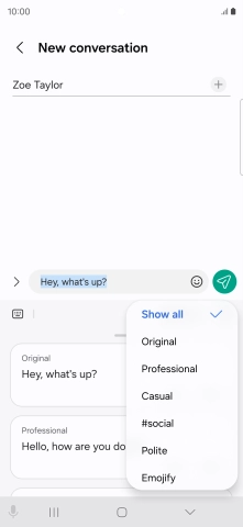 Press the required style of writing.