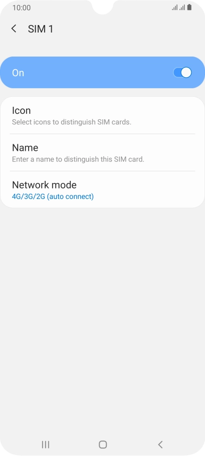 Press the indicator to turn use of the SIM on or off. Press the indicator to turn use of the SIM on or off.